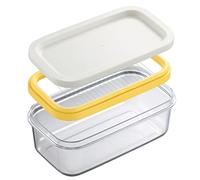 Mantequera con tapa, soporte rectangular de plástico con cortador para un fácil corte y almacenamiento, contenedor de mantequilla para encimera o nevera