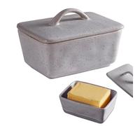 Mantequera de cerámica con tapa de 350 ml, caja de mantequilla de porcelana vintage, pequeña mantequera con tapa y asa, para frigorífico y mesa de comedor, para todo tipo de mantequilla común (sésamo