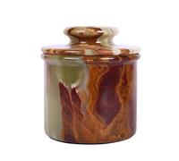 Mantequera de mármol - Mantequera redonda con tapa - Mantequilla francesa - Manteca para dejar en la encimera - Compañero perfecto para el desayuno con aspecto clásico (verde ónix)