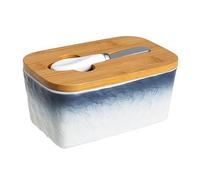 Mantequera grande con tapa y cuchillo para encimera, soporte de mantequilla de cerámica de color sólido, contenedor de mantequilla