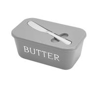 Mantequera moderna con soporte para espátula, para almacenar mantequilla y queso, mejora la estética y funcionalidad de la cocina (gris)