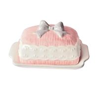 Mantequera Plato de mantequilla porcelana, bandeja exhibición postres, lazo rosa Para La Cocina