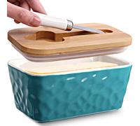 Mantequeras de piedra con tapa - Mantequera grande de cer mica para encimera - Doble sello de silicona - Verde