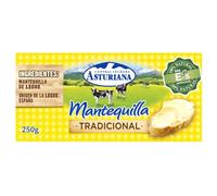 mantequilla Central Lechera Asturiana en Pastilla (125g, 250g, 500g, 1kg) Tradicional, Sin Lactosa y (Productos Refrigerados) (1 PASTILLA, Mantequilla Tradicional en Pastilla 250g)