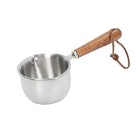 Mantequilla de acero inoxidable calentador 3 capas múltiple mantequilla de botín mantequilla de bote leche leche dual spout spout de madera (200 ml)