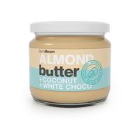 Mantequilla de Almendras GymBeam con Coco y Chocolate Blanco 340g, Deliciosa, Saludable, Nutritiva y Rica en Fibra, Crema Untable, Gran Sabor y Textura Cremosa, Chocolate blanco con coco, 340 g
