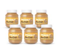 Mantequilla de cacahuete natural GymBeam, proteica, sin azúcar añadido, rica en grasas saludables, de gran sabor y textura cremosa, ideal para platos dulces y salados, Liso, 6 x 340 g