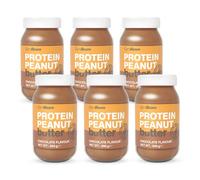 Mantequilla de cacahuete proteica GymBeam - Sin azúcar añadido, con cacahuetes tostados and aislado de proteína de suero, rica en fibra y ácidos grasos insaturados, Chocolate, 6 x 900 g