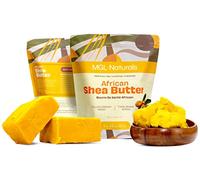 Mantequilla de karité africana sin refinar de MGL Naturals, 100% pura, cruda, vegana y orgánica. Nutritiva e hidratante. Úsalo solo o recetas de bricolaje. Ghana, África de origen sostenible (amarillo