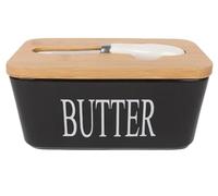 Mantequillera Caja for sellar mantequilla Mantequera con tapa Mantequeras de cerámica Platos Latas Bandejas for queso cocina tapas(Black)