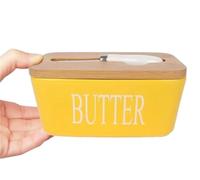 Mantequillera Caja for sellar mantequilla Mantequera con tapa Mantequeras de cerámica Platos Latas Bandejas for queso cocina tapas(Turmeric)