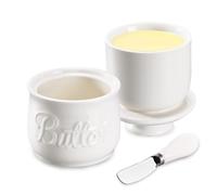Mantequillera Francesa, Mantequera de Cerámica con Tapa, Recipiente para Mantequilla de Porcelana, Contenedor de Mantequilla para Fresca y Suave