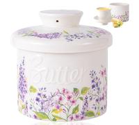 Mantequillera Francesa,Mantequera De Cerámica, Mantequillero Cerámica Para Mantequilla Fresca Y Untable, Mantequillera Para Regalo De Cumpleaños/Navidad/Día De La Madre (Lila, 6.7oz)