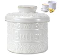 Mantequillera Francesa,Mantequera De Cerámica, Mantequillero Cerámica Para Mantequilla Fresca Y Untable, Mantequillera Vintage Para Regalo De Cumpleaños/Navidad/Día De La Madre/Abuela (Blanco, 6.7oz)