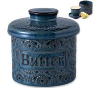 Mantequillera Francesa,Mantequera De Cerámica, Mantequillero Cerámica Para Mantequilla Fresca Y Untable, Mantequillera Vintage Para Regalo De Cumpleaños/Navidad/Día De La Madre/Abuela (Azul, 6.7oz)