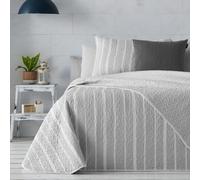 Manterol Colcha bouti reversible estampado raya y espiga gris - cama 150/160cm