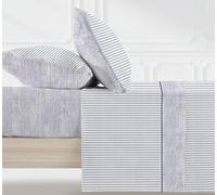 Manterol - Juego de Sábanas Beach 413 Rayas Azul, 50% Algodón 50% Poliéster, Suaves y Transpirables, Incluye Funda Almohada, Varios Tamaños, Diseño Veraniego, Ideal Primavera y Verano (Cama 90cm)