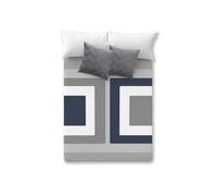Manterol Manta VIP 584 Cuadros Azul y Gris de Terciopelo para Invierno. (Cama 135 (220 x 240 cm.))