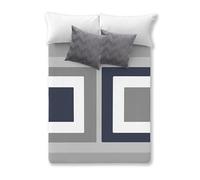 Manterol Manta VIP 584 Cuadros Azul y Gris de Terciopelo para Invierno. (Cama 150/160 (240 x 240 cm.))