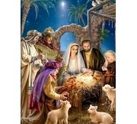 mantianhome Kit de punto de cruz bordado Nacimiento de figuras religiosas 11CT Patrón impreso popular Kit de punto de cruz para principiantes, kit de bordado avanzado DIY 40x50cm