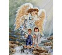 mantianhome Kit de punto de cruz de escultura Ángel de la guarda Kit de punto de cruz con estampado de patrones populares, kit de bordado hecho a mano avanzado para principiantes de 11CT- 40x50cm