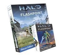 mantic Halo: Flashpoint - Juego de iniciación de edición Recon + miniatura Master Chief | Juego de miniaturas tácticas de mesa | 8 espartanos sin pintar, terreno de cartas, dados y cartas | Con figura