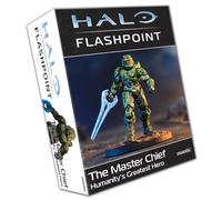mantic Halo: Flashpoint - The Master Chief Games | La arma más grande de la humanidad | Miniatura de jefe maestro sin pintar con espada de energía y tarjetas de juego | Expansión de héroe para juego