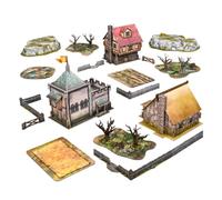 mantic Terrain Crate Fantasy Battlefield Pack | Juego completo de terreno de mesa de 6 x 4 | Edificios de cartas, colinas de plástico, paredes, árboles y plantillas de neopreno | Compatible con
