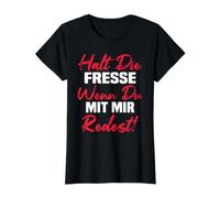 Mantiene la Comida Cuando hablas Conmigo Camiseta gráfica económica, Mujer, Negro, M