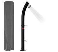 Mantigositeen Ducha solar de 20 litros, color negro, columna curvada con cabezal de ducha de 360°, incluye cubierta protectora y calefacción solar ajustable (3,5 bares)
