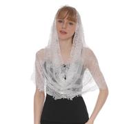 Mantilla blanca para mujer, cubierta de cabeza de encaje de poliéster para la iglesia católica, bodas y misa latina, sombra crema claro, velo de capilla de una sola capa