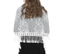 Mantilla de moda para mujer, chal de fiesta de boda para mujer, con ribete de encaje, bufandas, chales, velo, foulard, bufanda de algodón para la cabeza, blanco, Talla única