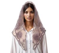 Mantilla Velo Pañuelo para la Cabeza de Misa Latina Velo de Encaje con Flores Chal Español Pañuelo para la Cabeza para Capilla Católica Velo de Novia de Boda (Multicolor)