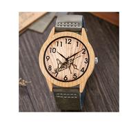 (mantis men) Reloj de pulsera vintage negro de imitación de madera para hombre y mujer, con caja de