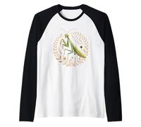Mantis Wreath Botanical Bug Nature Lover Art Camiseta Manga Raglan