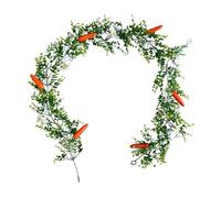 Manto de guirnalda de Pascua, vid artificial de primavera, material de tela decorativa, acento colgante de seis pies que crea un ambiente festivo para puertas de chimenea, mesas, paredes