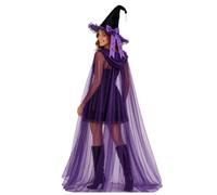 Manto Negro Con Capucha Sombrero Encaje Transparente Capa Gótica Cosplay