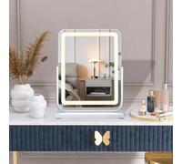 MantoLite Espejo de mesa Hollywood espejo de maquillaje espejo con iluminación espejo con luz LED blanco 40 x 47 cm para maquillaje