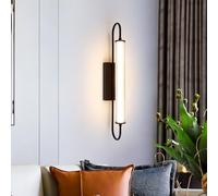 MantoLite LED lámpara de pared, 60CM 12W Negro Espejo De Luz, Imagen Moderna Luz Pared, Acrílico Transparente Lámparas De Pared，Vendimia Negro Aplique De Pared Lámpara