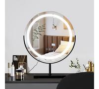 MantoLiteEspejo de pie con iluminación LED, espejo cosmético regulable, 3 colores, control táctil, 40 cm, negro
