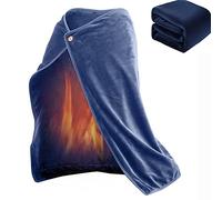 Mantón Calefactor, Chal Caliente con Calefacción USB, Mantón de Manta Eléctrica Cálida, Manta Tipo Chal Calefactable USB Recargable sin Cable para el Hogar, Oficina(Color:Blue)