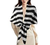 Mantón de cachemira genérico a rayas, mantón caliente de punto, ligero abierto para otoño invierno al aire libre dama, caqui, Se référer au descriptif