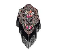Mantón de Manila Mujer de Pico en Triángulo, Mantones de Flamenca Bordado en Flores, Mantoncillos de Flamenca de Flor Talla única