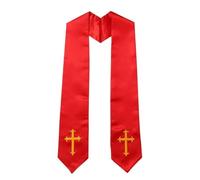 Mantón for adultos, estola de sacerdote clero doble cara, cruz bordada, chal Honor for coro iglesia y boda for ocasión sacramental Para Ceremonias Eclesiásticas(Wine red,Adult 183-11.5cm)