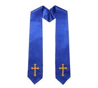 Mantón for adultos, estola de sacerdote clero doble cara, cruz bordada, chal Honor for coro iglesia y boda for ocasión sacramental Para Ceremonias Eclesiásticas(Royal Blue,Adult 183-11.5cm)