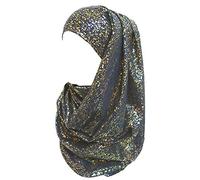 Mantón ligero para mujer Hijab musulmán con lentejuelas doradas brillantes, azul marino, Talla única