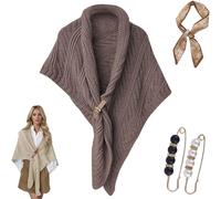 Mantón Triangular Multifuncional para Damas, Bufanda De Moda, Chal Triangular De Punto, Ponchos Cálidos para Otoño E Invierno (Mocha,One Size)