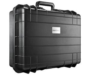Mantona Maleta para exterior L - resistente al agua, a prueba de golpes y apilable para equipos valiosos, incl. las inserciones de espuma que se pueden cortar a medida y una válvula de ecualización