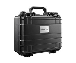 Mantona - Maletín de Exteriores para cámaras de Fotos (tamaño Mediano, Resistente al Agua, el Polvo y Las Rozaduras), Color Negro