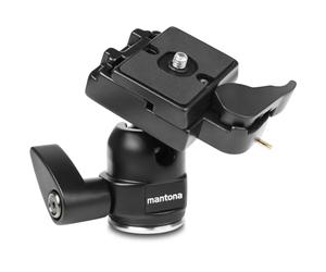 Mantona Scout - Cabezal esférico para trípodes con Zapata de Cambio rápido, Color Negro